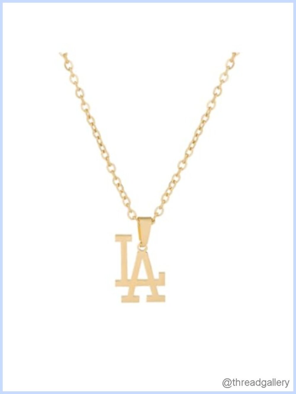 Stainless Steel LA Pendant Necklace High Polished Finish 18 Inch Chain